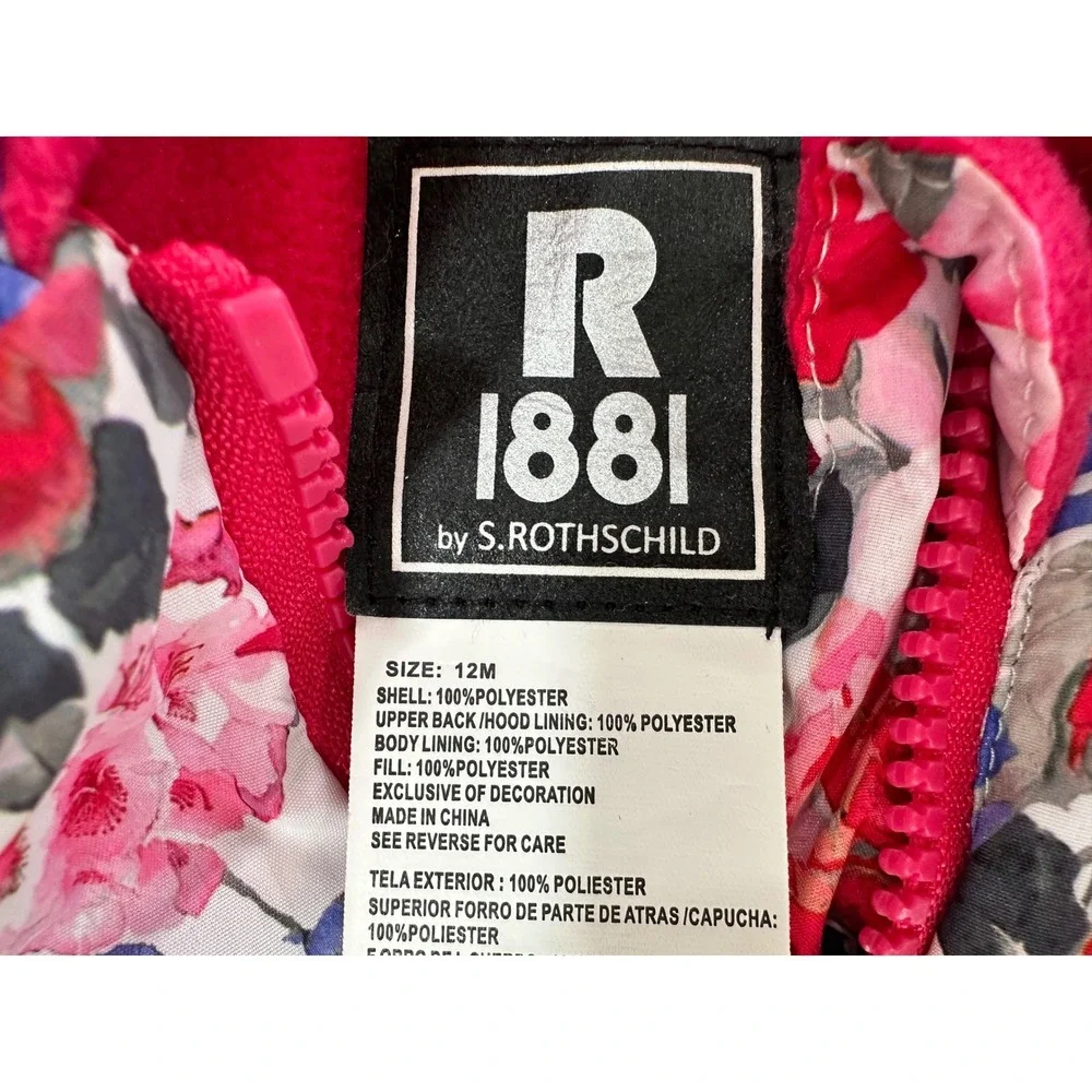 1881 by S Rothschild Baby‎ Girls Floral Snowsuit Bunting 12 Months